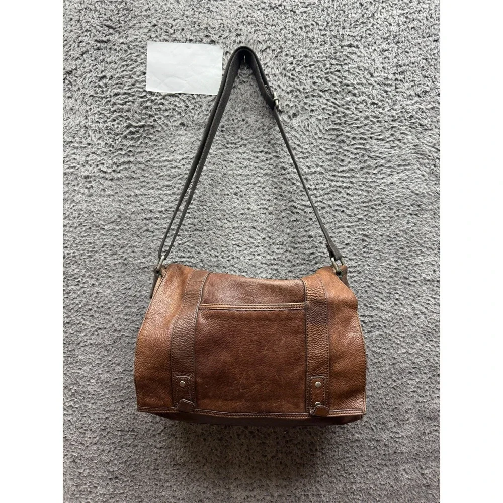 Authentic Fossil Pebbled Leather Flap Crossbody Messenger Bag Brown Unisex